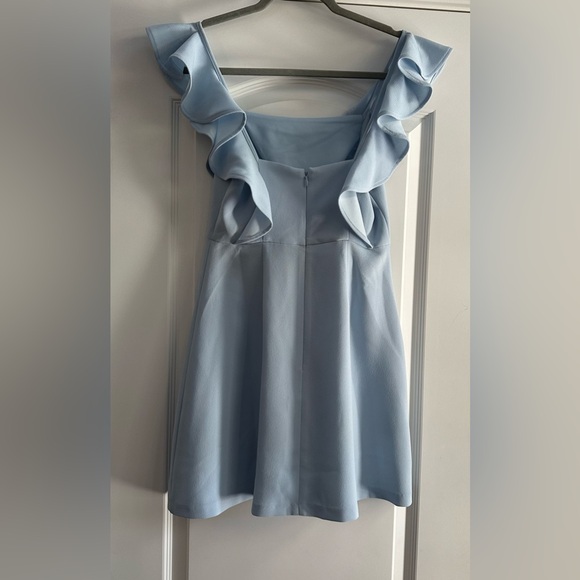 NWT BCBGeneration pale soft baby blue square neck ruffle sleeve mini dress - Picture 5 of 14
